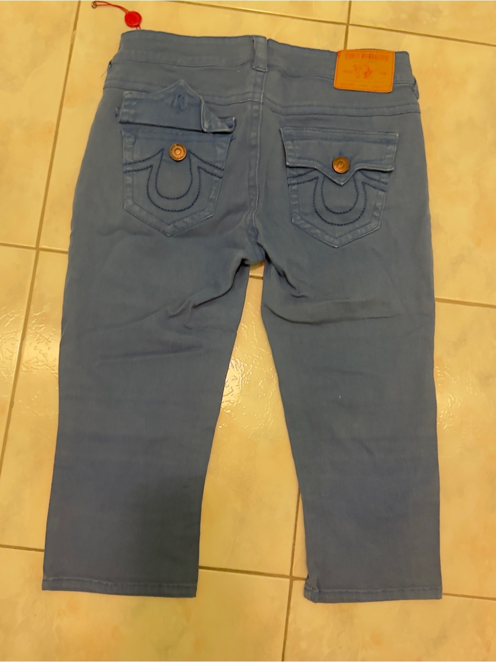 True Religion Light Blue Cropped Women’s Jeans with Signature Pocket
